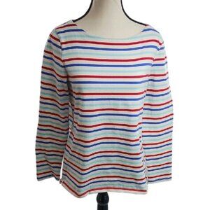 Talbots Blouse Striped Red White Blue Long Sleeve Casual Womens Size Medium